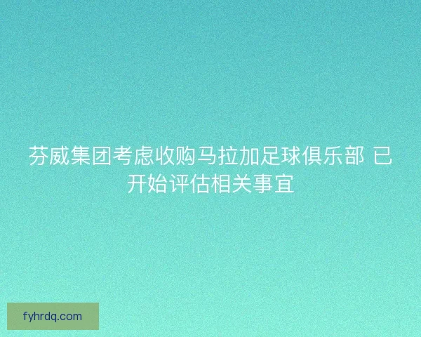 芬威集团考虑收购马拉加足球俱乐部 已开始评估相关事宜