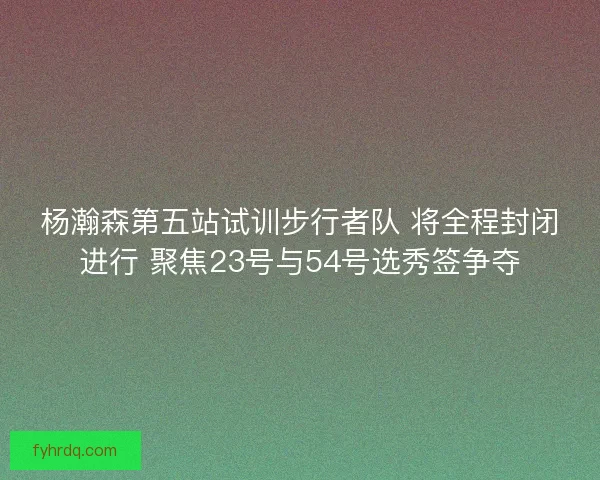 杨瀚森第五站试训步行者队 将全程封闭进行 聚焦23号与54号选秀签争夺